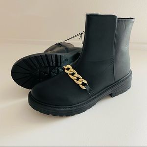 CL by Chinese laundry black chunky gold chain detail boots